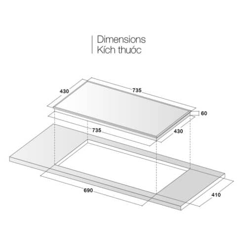 Bếp từ 2 vùng nấu Eurosun EU-T210Max 3 Kích thước bếp từ 2 vùng nấu Eurosun EU-T210Max