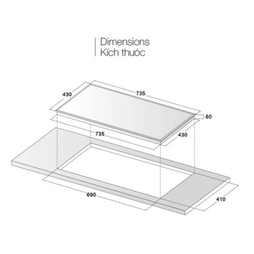 Bếp từ 2 vùng nấu Eurosun EU-T256Max 3 Kích thước bếp từ 2 vùng nấu Eurosun EU-T256Max