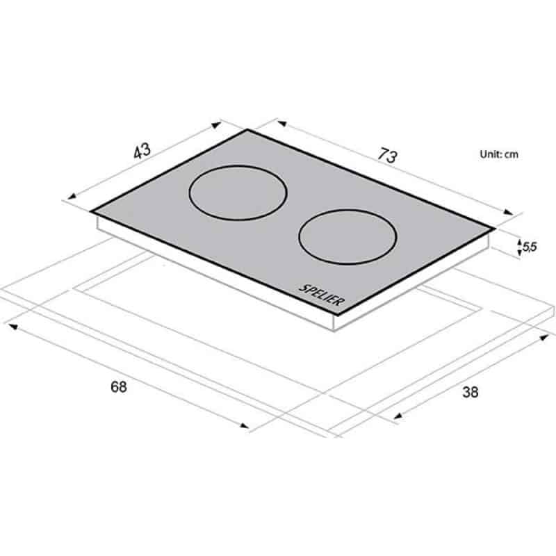 Kích thước của BẾP TỪ ĐÔI SPELIER SPM-928I Kích thước của BẾP TỪ ĐÔI SPELIER SPM-928I