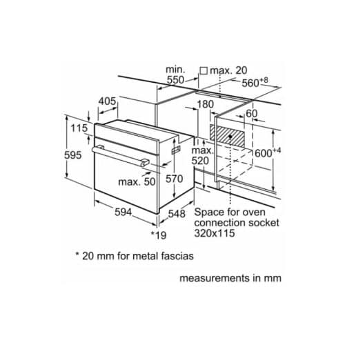 Kích thước lò nướng Bosch HBF113BR0A